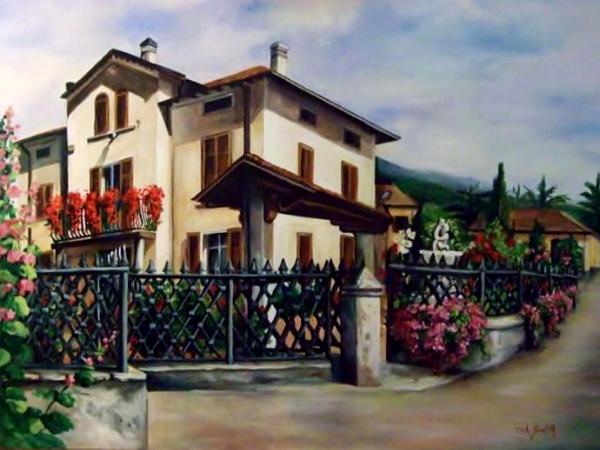 Commissioned painting of a home in Italy