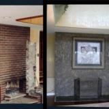 Old brick fireplace transformed into faux slate