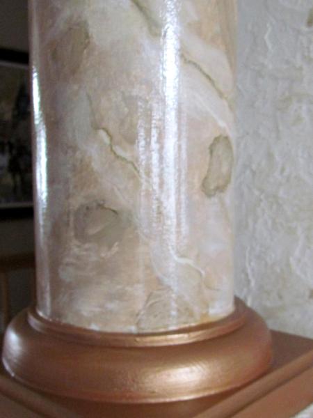 Stone Finish/marbelized pillar & muted copper base