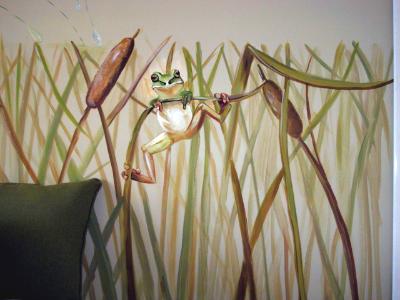 Frog on cattails