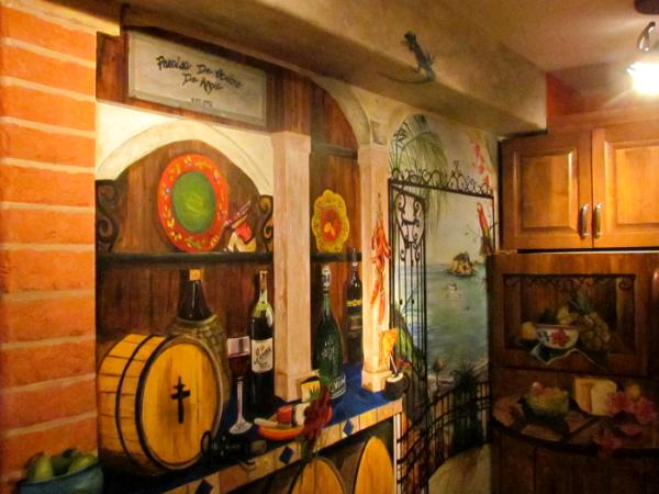 Wine cellar mural in pantry