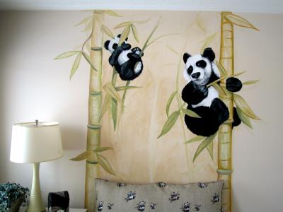 Panda bears and bamboo