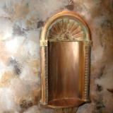 Gold verdigris niche with custom wall finish
